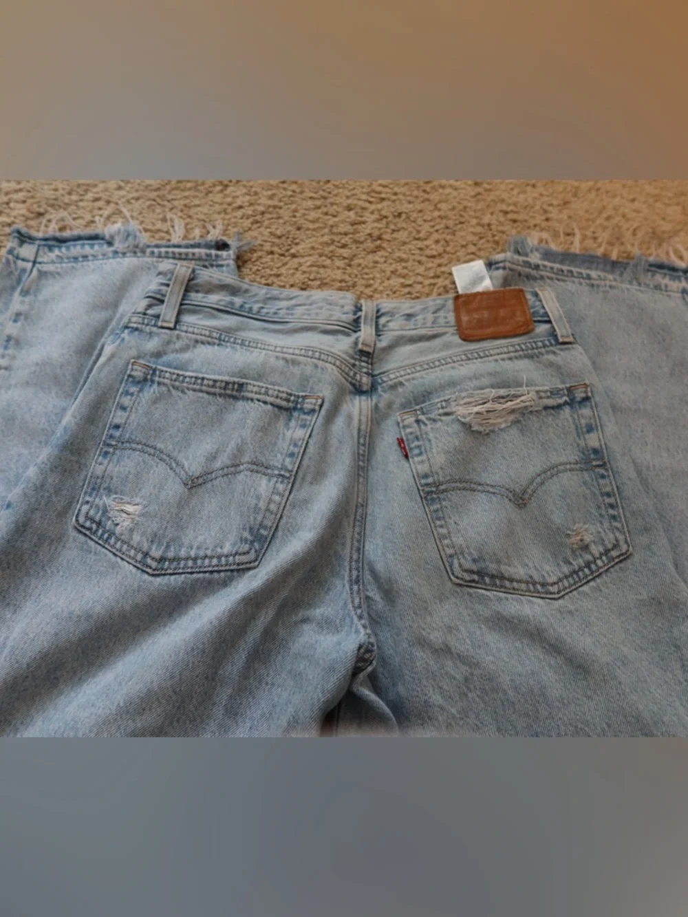 Levi's Light Blue Distressed Straight-Leg Jeans - Picture 5 of 6